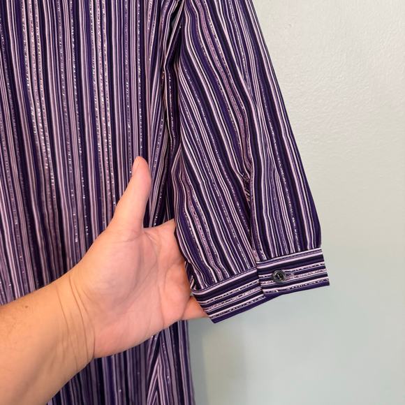 Lilly Collection Shirt Dress Womens S Purple Stripe Button Long Sleeve Midi NWT - Picture 7 of 9